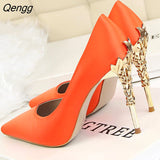 Niulatu Women pumps Sexy Pointed toe Luxury Metal high heels shoes woman Spring Summer Women party wedding shoes High heels Zapatos DJSE