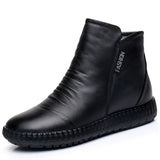 Niulatu Winter Plus Velvet Leather Mother Shoes Women Boots Round Head Thick Bottom Waterproof Leather Woma Knight Boots DJSE
