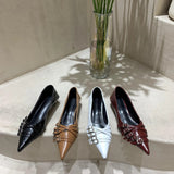 Niulatu Toe Low Heel Pumps Women Shoes Brand Belt Buckle Shallow Slip On Ballet Elegant Pumps For Party Dress DJSE