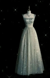 Niulatu Sage Green Long Tulle Lace Prom Dress A Line Party Evening Dress HZ1007