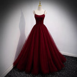 Elegant Ball Gown Spaghetti Straps Burgundy Long Prom Dresses Party Dress Summer 20th Birthday Outfits 18th Birthday Dresses For Teens HZ1214