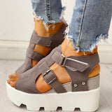 Niulatu Women Wedges Heel Black White Casual Designer Shoes Footwear Buckle Strap Open Toe Platform Sandel Women Shoes DJSE