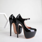Niulatu New Women's Shoes Sexy Classic Platform Round Toe Patent Leather High Heels Party Banquet Shoes Large Size 35 to 42 DJSE