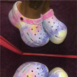 Niulatu New Woman leopard Shoes Hole Slippers High Heel Sandals Fashion Outdoor Beach Shoes Zapatos Mujer womens platform heels DJSE