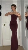 Niulatu Burgundy Prom Dress Sheath Evening Dresses HZ1007