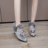 Niulatu In Ladies Winter Fox Boot Fur Boots Women Woman Winter Furry Women's Shoes High Heels platform boots Modern Boots Plush DJSE