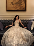 Sexy A line Halter Polka Dot Halter Neck 18th Birthday Dress Long Party Birthday Outfits For Women HZ1214