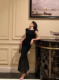 Sexy Mermaid Scoop Neckline Black 21st Birthday Dress Holiday Party Birthday Outfits For Women HZ1214