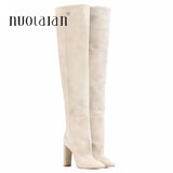 Niulatu the Knee Boots Women New Design Fur Warm Winter Shoes Women Fashion High Heel Thigh High Boots Long Woman Footwear DJSE