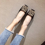 Niulatu Shoes Women Flat Autumn Square Head Shallow Shoes Women Size 4.5-9.5 Flat Loafers Ladies Shoes DJSE