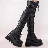 Niulatu Women Boots Design Female Platform Thigh High Boots Fashion Buckle Punk High Heels Boots Women Cosplay Wedges Shoes Woman DJSE