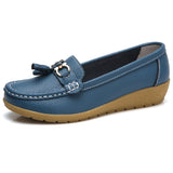 Niulatu Women Shoes Loafers Female Moccasins Shoes Summer Genuine Leather Women Flats Slip On Women Loafers Flats Tassel Plus Size DJSE