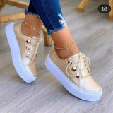 Niulatu Women 2025 Fashion Round Toe Platform Shoes Size 43 Casual Shoes Women Lace Up Flats Women Loafers Zapatos Mujer DJSE