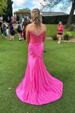 Niulatu Strapless Burgundy Lace Appliques Long Prom Dress Slit Mermaid Evening Gown HZ1007