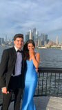 Niulatu Blue Mermaid Backless Prom Dress Elegant Evening Dress HZ1007