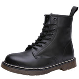 Niulatu Fashion Women Martin Boots GENUINE LEATHER White Ankle Boots Female Casual Punk Shoes Plus Size Man Motorcycle white Boot DJSE