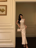 Sexy Mermaid Halter White Satin 18th Birthday Dress Ankle Length Party Birthday Outfits For Women HZ1214