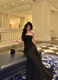 Sexy Mermaid Strapless Black 18th Birthday Dress Floor Length Party Birthday Outfits For Women HZ1214
