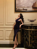 Sexy Sheath One Shoulder Slit 18th Birthday Dress Long Party Birthday Outfits For Women HZ1214