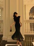 Sexy Mermaid Scoop Neckline Black 21st Birthday Dress Holiday Party Birthday Outfits For Women HZ1214