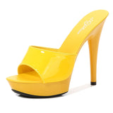 Niulatu Color Woman Wedding Shoes Sandals Nightclub Sexy High Heels 13cm Slides Slippers Heels Waterproof Sandal Summer Pumps DJSE