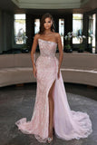 Niulatu Pink Mermaid Evening Dress With Beadings HZ1007