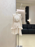 Niulatu A line High Neckline Ruffled Cake Dress Short Women's Long Sleeve Women Dresses SD181