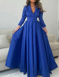 Niulatu Elegant Formal Length Sleeve V Neck with Pleats Evening HZ1007