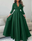 Niulatu Elegant Formal Length Sleeve V Neck with Pleats Evening HZ1007