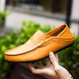 Niulatu Mens Shoes Casual Luxury Brand Summer Men Loafers Genuine Leather Moccasins Light Breathable Slip on Boat Shoes JKPUDUN DJSE