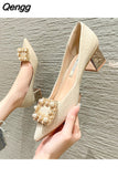 Niulatu New Pearl Diamond Buckle Pointed Toe Fashion High Heels Summer Designer Shoes Wedding Party Luxury Brand Woman Shoe DJSE