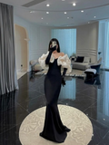 Niulatu Black Mermaid Evening Dress Black Prom Dress HZ1007