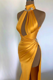 Niulatu Sexy Prom Dress Yellow Evening Dress HZ1007