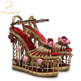 Niulatu Flower Sandals Women Super High Heel 16cm Platform Wedding Shoes Ankle Strap Buckle Luxury Party Shoes Woman FT337 DJSE