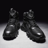 Niulatu Boots Men's Leather High Top Ankle Boots Outdoor Men's Boots Work Shoes Non Slip Rubber Winter Sports Shoes DJSE