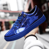 Niulatu Casual Men's Shoes Blue Mirror Glitter Sneakers Men Flat Streetwear Hip Hop Men Luxury Designer Shoes chaussure homme DJSE