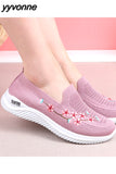 Niulatu Women Sneakers Mesh Breathable Floral Comfort Mother Shoes Soft Solid Color Fashion Female Footwear Lightweight Zapatos De Mujer DJSE