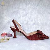 Niulatu 2025 New Fashion Full Of Crystal Decoration Style Rainbow Glass Heel Friends Party Shoes Ladies Shoes And Bag For Party DJSE