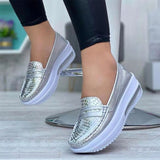 Niulatu Women's Vulcanized Shoes Platform Ladies Flat Walking Shoes Slip-on Shallow Pu Leather Causal Female Flats Comfort Woman DJSE
