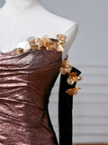 Niulatu Off The Shoulder Satin Appliques Long Prom Dress Mermaid Slit Evening Dress HZ1007