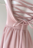 Niulatu Pink A Line Straps Pleated Satin Homecoming Dress HZ0113