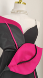 Niulatu A line Spaghetti Straps Black Satin Short Homecoming Dresses Birthday Outfits SD362