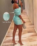 Niulatu Birthday Off The Shoulder Homecoming Dresses Tiffany Blue Mini Bowknot Party Dress HZ1110