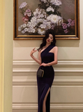Sexy Sheath One Shoulder Slit 18th Birthday Dress Long Party Birthday Outfits For Women HZ1214