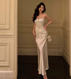 Pretty Mermaid Spaghetti Straps White 18th Birthday Dress Long Party Birthday Outfits For Women HZ1214