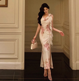 Sexy Sheath Swing Collar Floral Pink 18th Birthday Dress Holiday Party Birthday Outfits For Women HZ1214