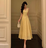 Sexy A line Halter Yellow 18th Birthday Dress Long Party Birthday Outfits For Women HZ1214