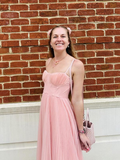 Niulatu Spaghetti Straps Pleated Tulle Green Midi Prom Dress A Line Evening Dress HZ1007