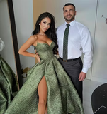Niulatu Spaghetti Straps Green Prom Dress Long Prom Dresses HZ0113
