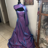 Niulatu Purple Beaded A Line Evening Gown Spaghetti Straps Party Prom Dress HZ1007